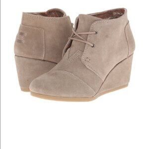 Toms Beige Desert Taupe Wedge Booties - NEW